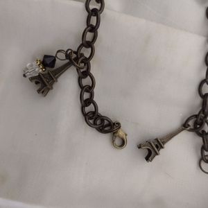 Pair of Eiffel Tower bronze toned bracelets, French teacher or student gifts